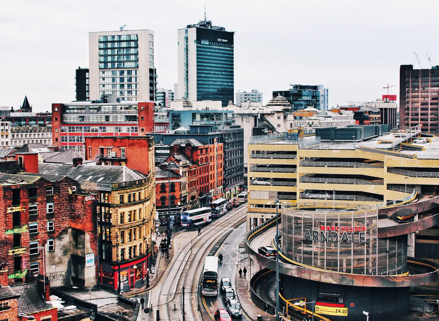 Manchester city streets at night
